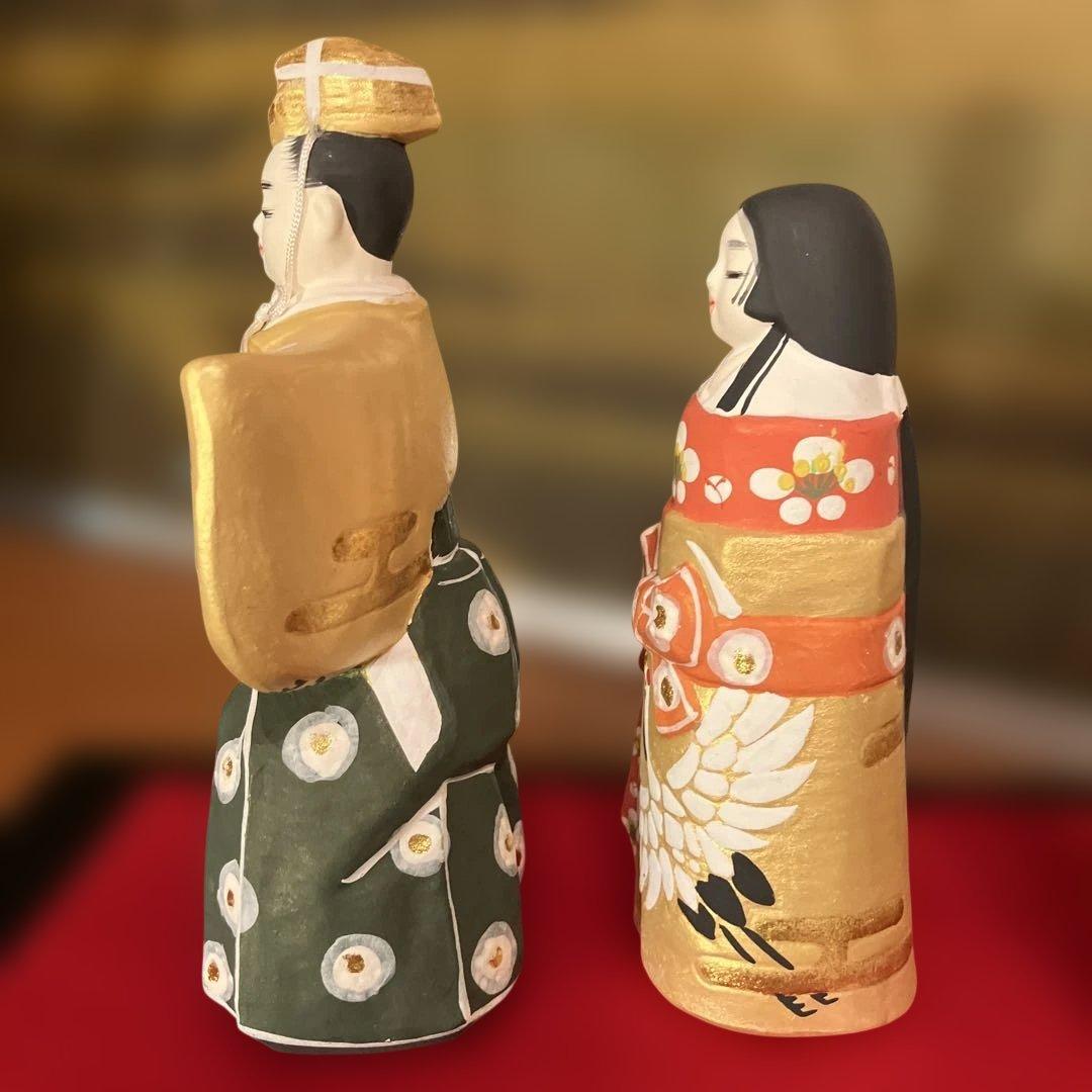 【祝鶴】博多人形　おひな様　小副川祐二作　陶器製　桐の箱入り