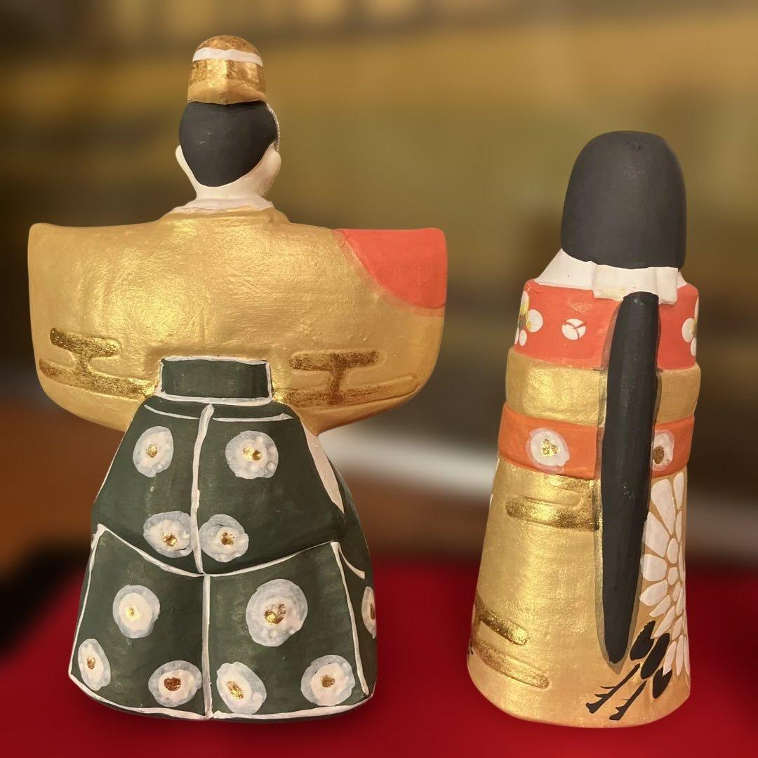 【祝鶴】博多人形　おひな様　小副川祐二作　陶器製　桐の箱入り