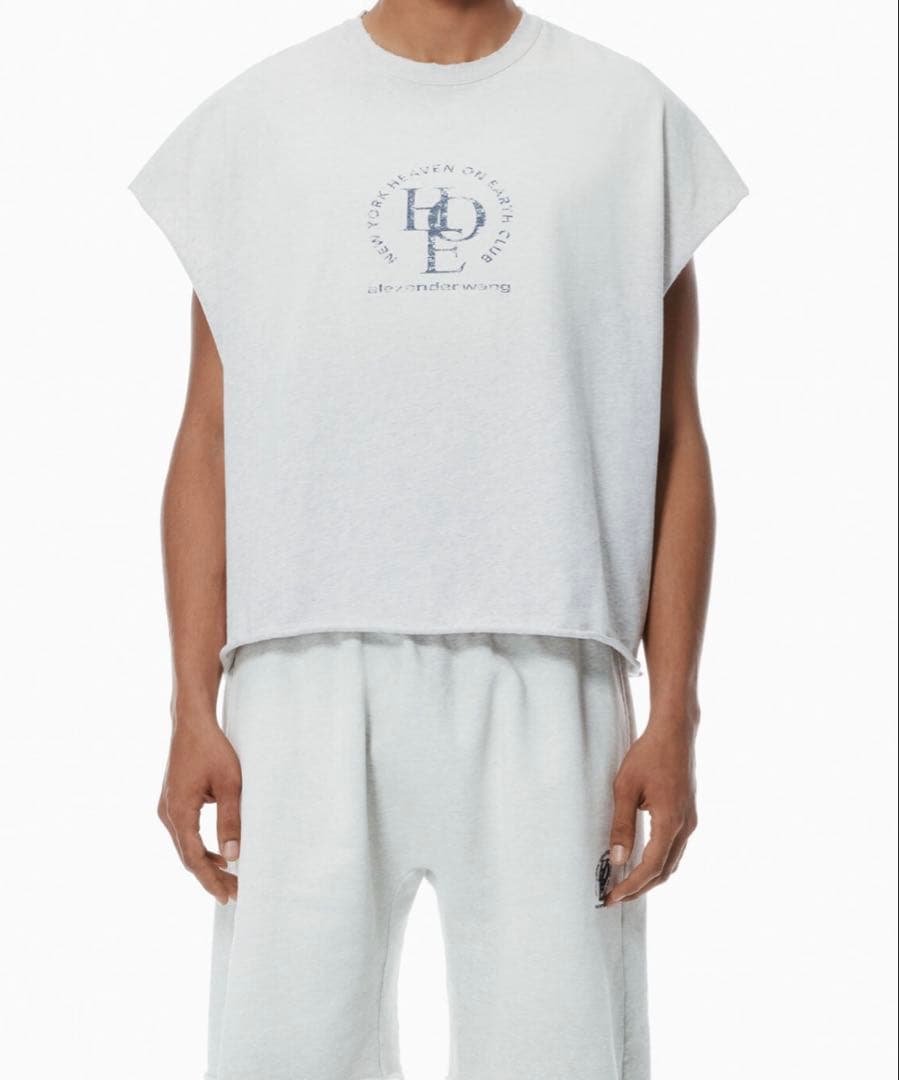 alexander wang ディストレストロゴ コットン マッスルTシャツ