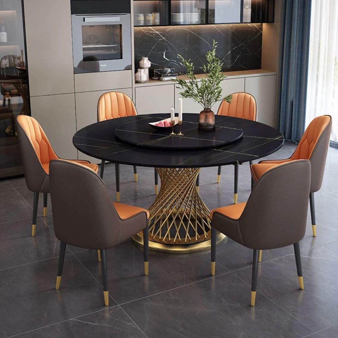 ダイニングセットテーブル120cm＋チェア4脚&ターンテーブル