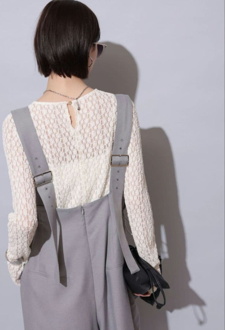 アルページュストーリーオリジナル サイドギャザーサロペット ライトグレー