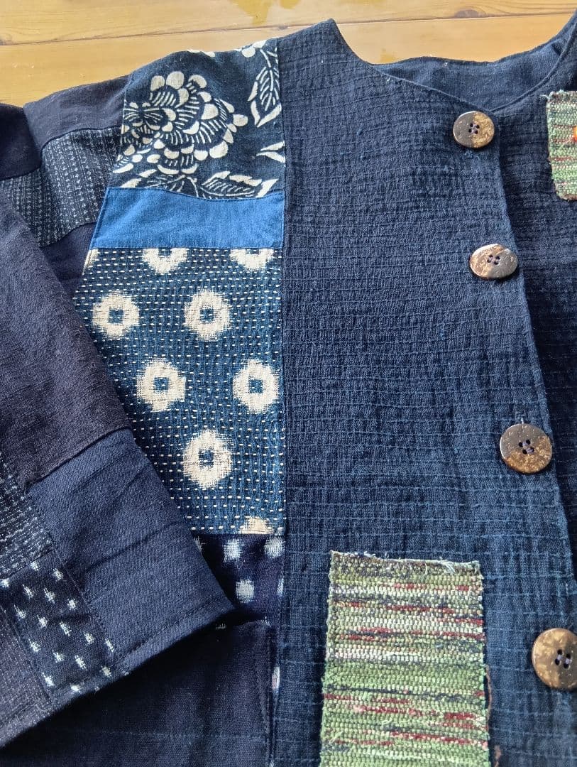 藍染古布の刺し子ジャケット