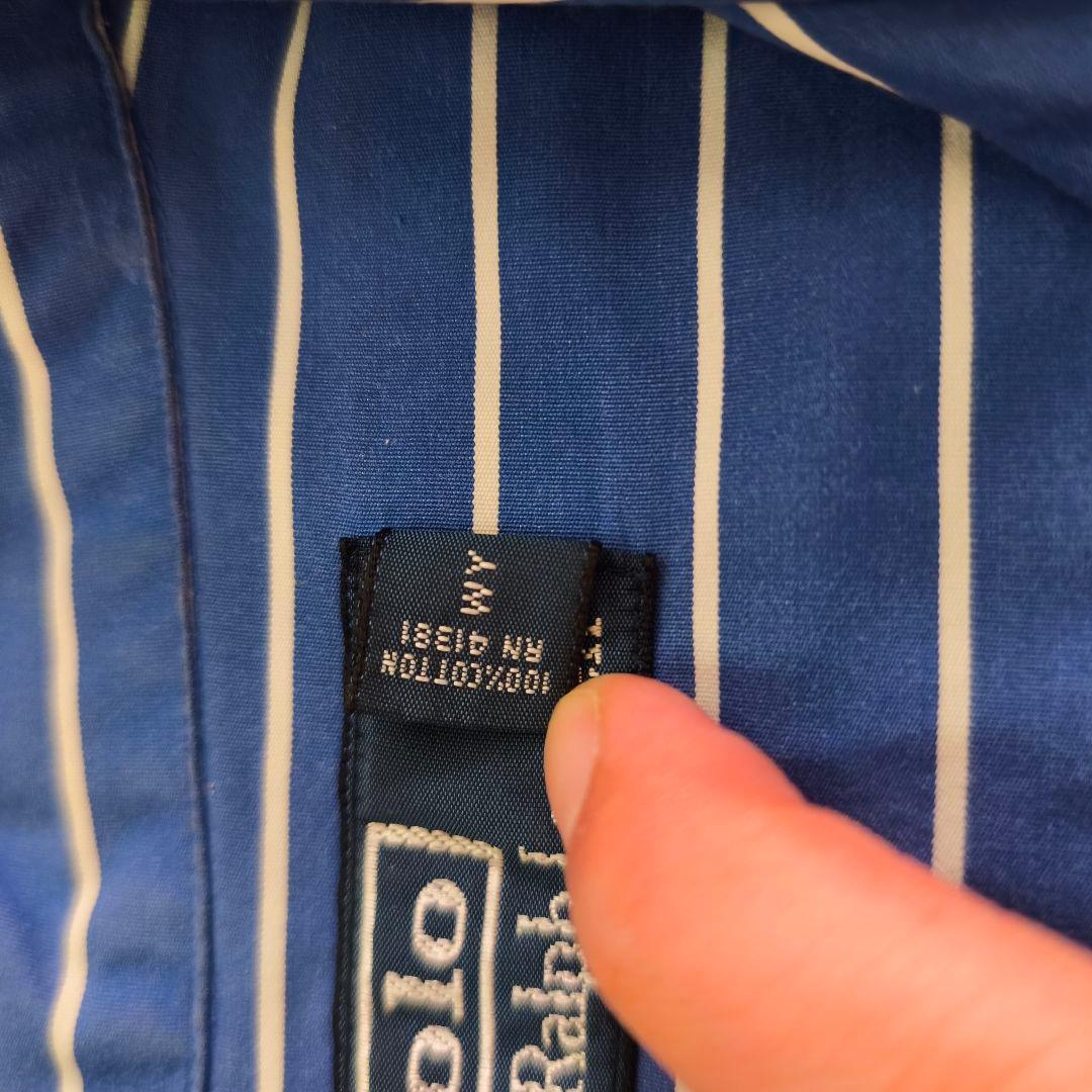 Ralph Lauren　オープンカラーシャツ　ストライプ　開襟　ブルー　L