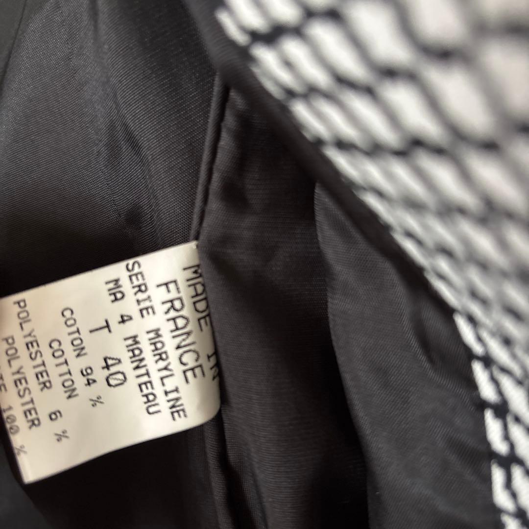 ANITSA paris ブラックホワイト　コート　フランス製　ロング