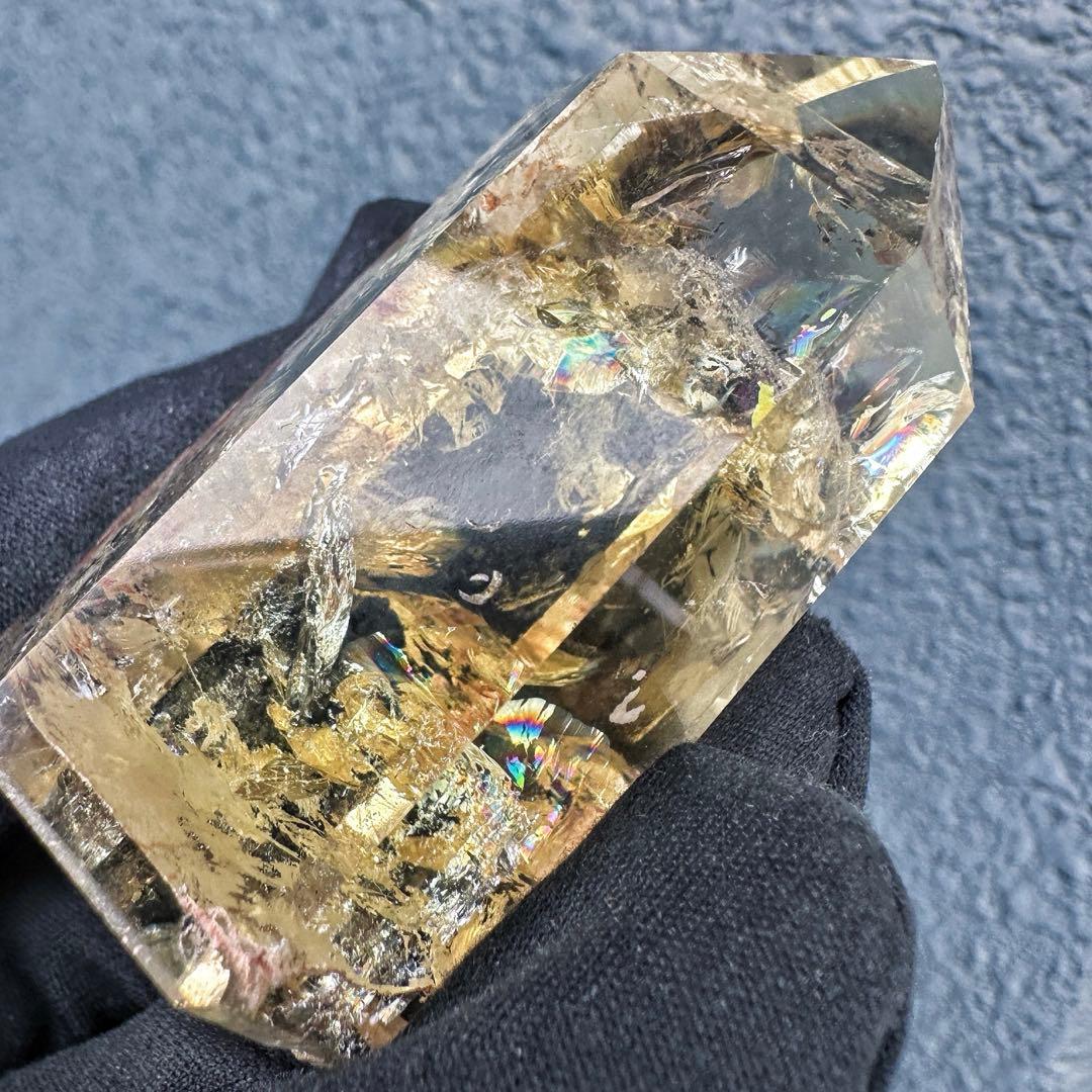 【金運·浄化】シトリン☆黄水晶 六角柱レインボー☆ファントム 超パワーA1506