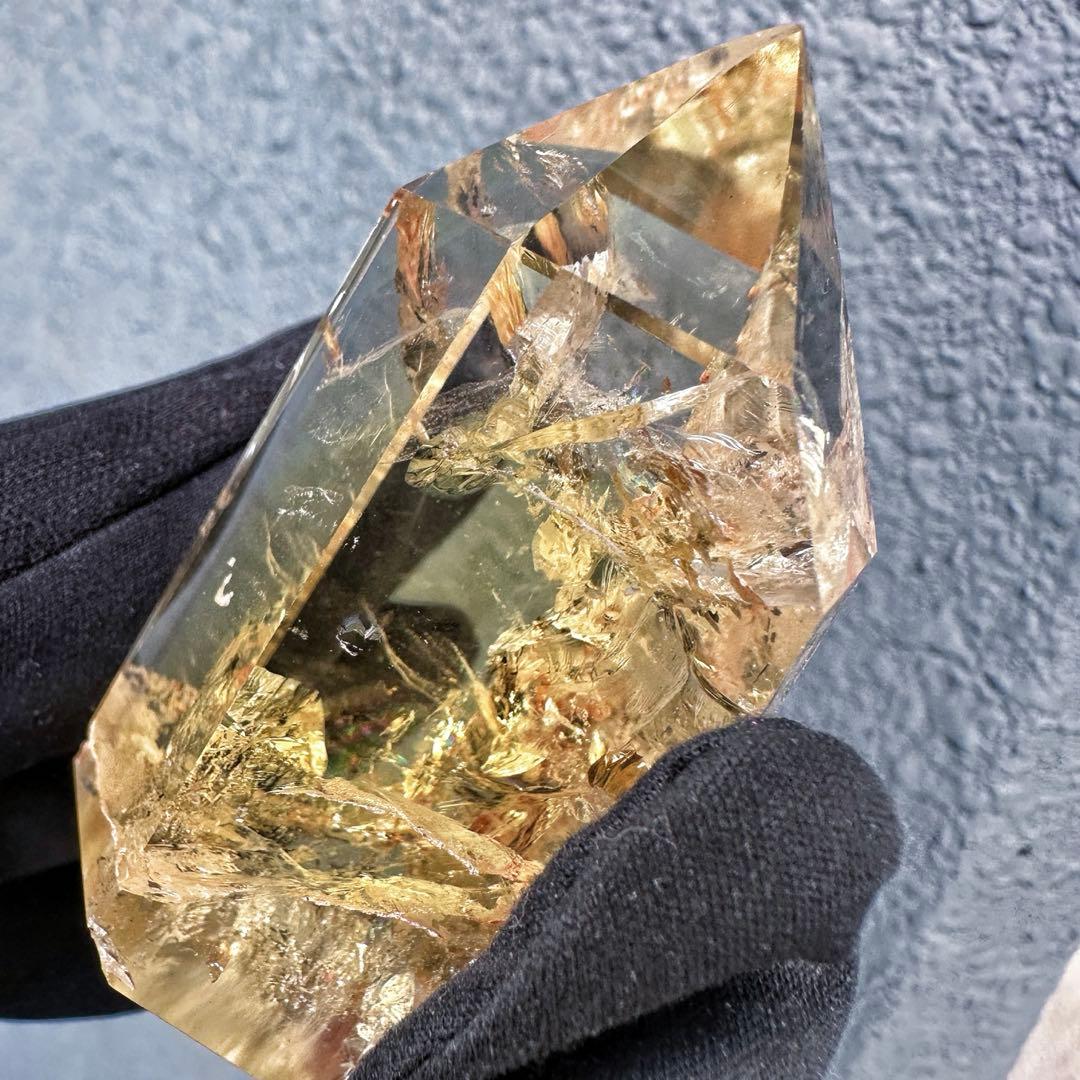 【金運·浄化】シトリン☆黄水晶 六角柱レインボー☆ファントム 超パワーA1506