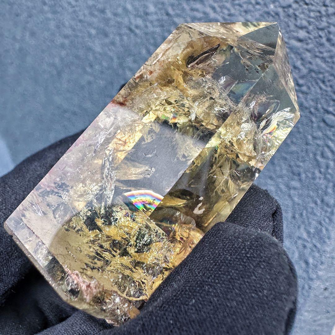 【金運·浄化】シトリン☆黄水晶 六角柱レインボー☆ファントム 超パワーA1506