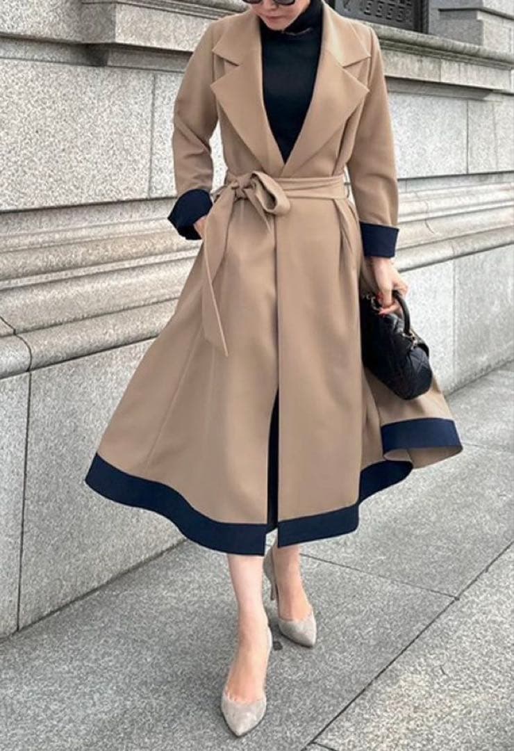 【新品タグ付き✨️】ジェンヌ オードリーフレアトレンチコート Lサイズ