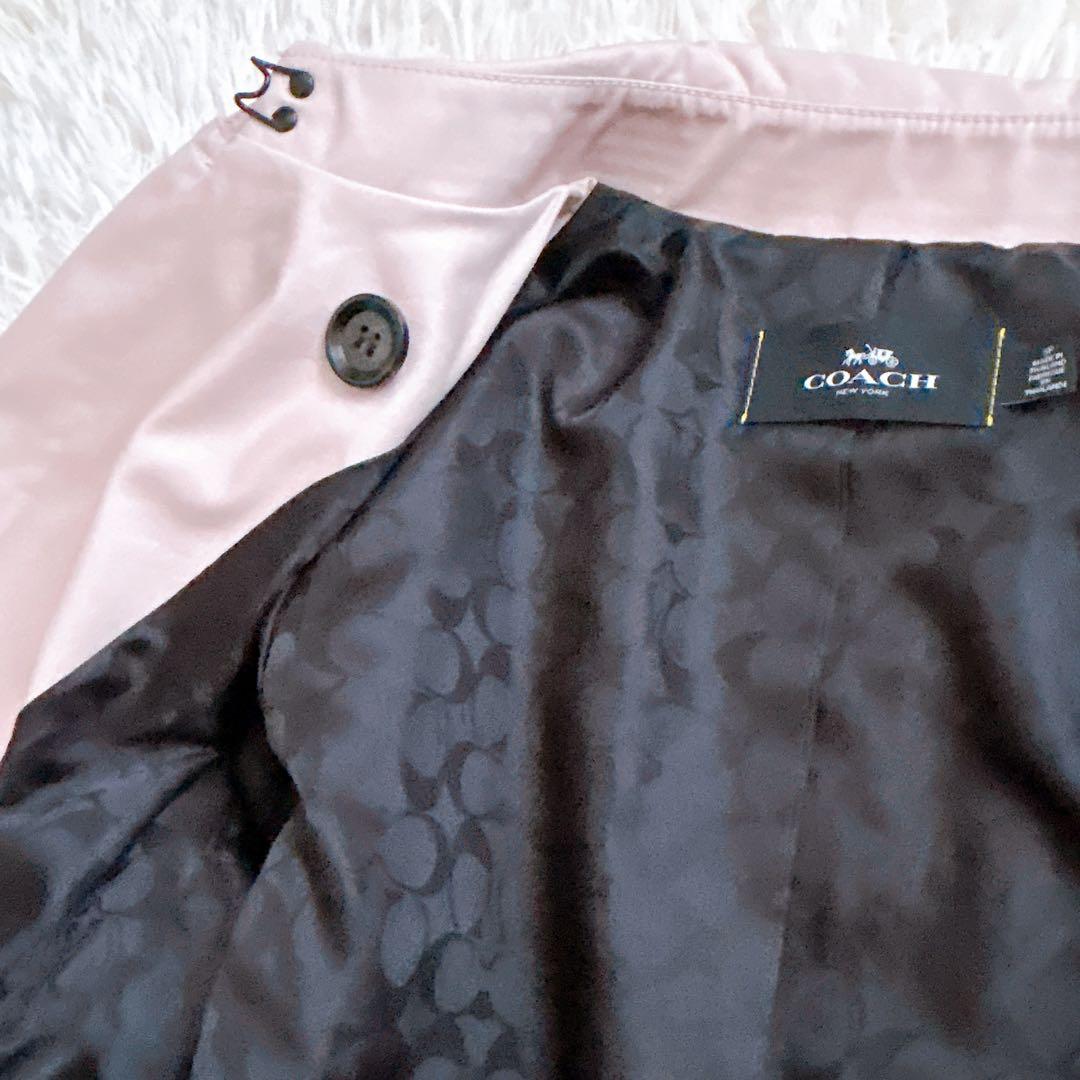 COACH トレンチコート　ロング　シグネチャ　ベルト　ピンク　F34025 S