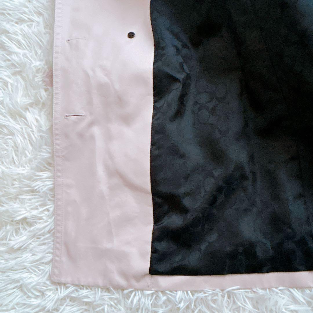 COACH トレンチコート　ロング　シグネチャ　ベルト　ピンク　F34025 S