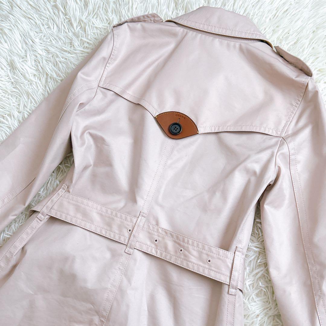 COACH トレンチコート　ロング　シグネチャ　ベルト　ピンク　F34025 S