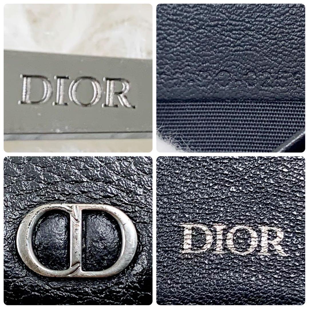 【✨美品✨】 ディオール CDロゴ 二つ折り マネークリップ レザー ブラック