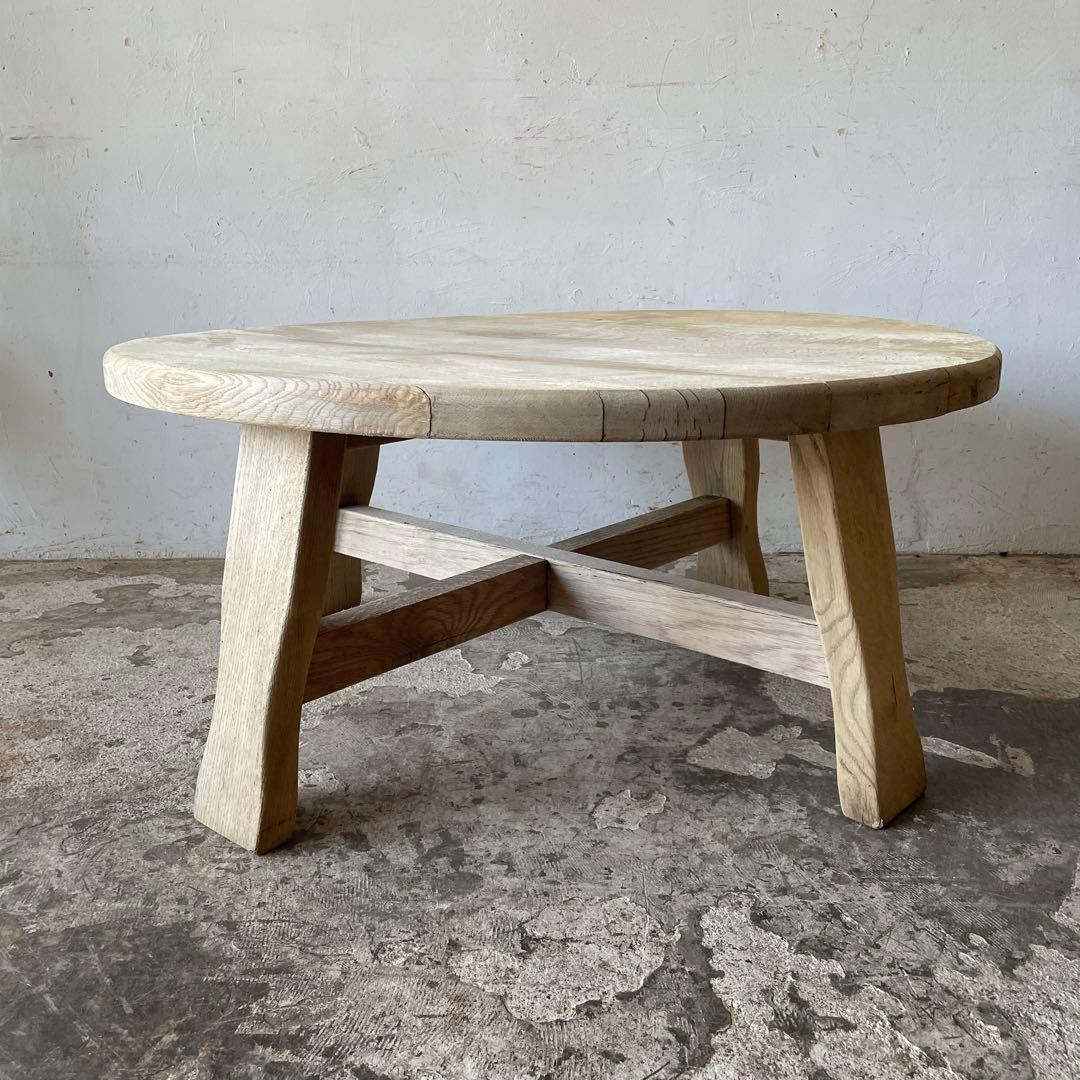 ビンテージ　ラウンドコーヒーテーブル　ラウンドセンターテーブル　剥離