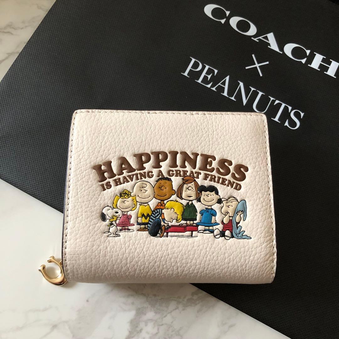 完売品 新品未使用 コーチ スヌーピー コラボ 折り財布 ミニ財布 白
