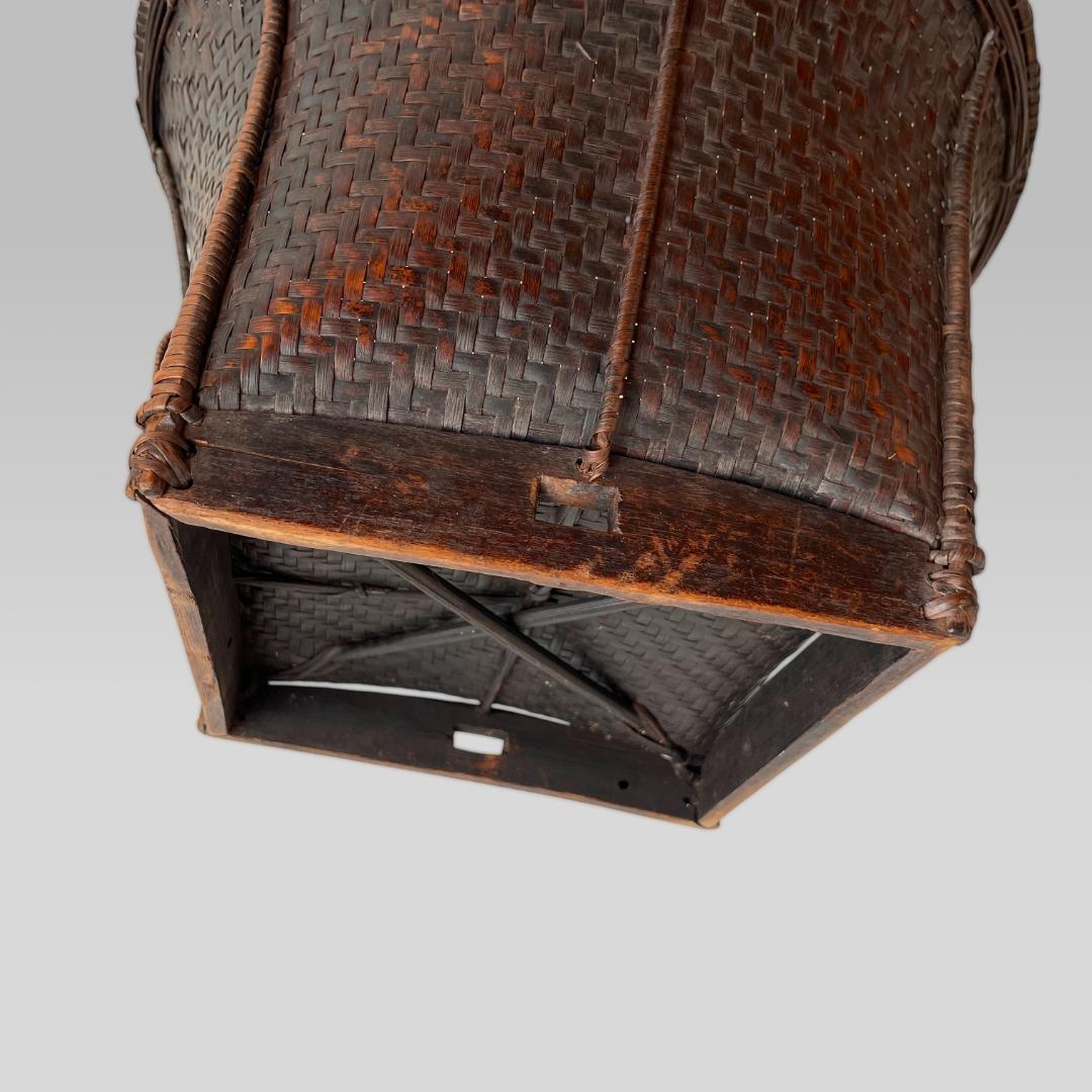 希少 ヴィンテージ【山岳民族】民藝籠 竹かご 古道具 工芸 収納 オブジェ