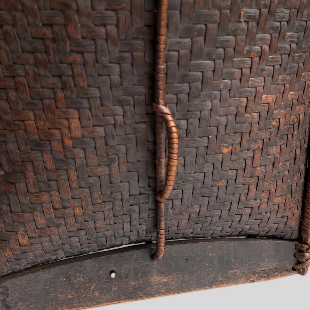 希少 ヴィンテージ【山岳民族】民藝籠 竹かご 古道具 工芸 収納 オブジェ