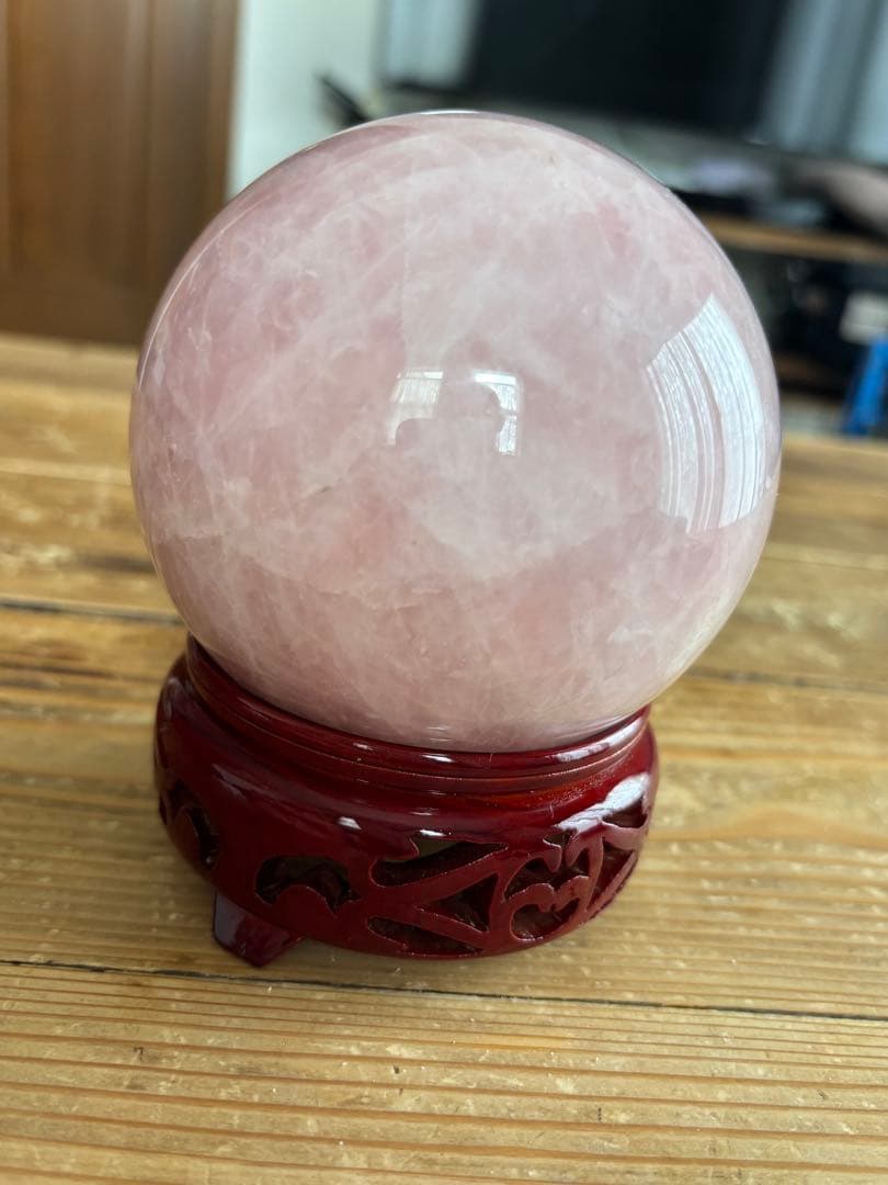 セール 恋愛運上昇 ローズクオーツ 天然石 スフィア　丸玉 10cm