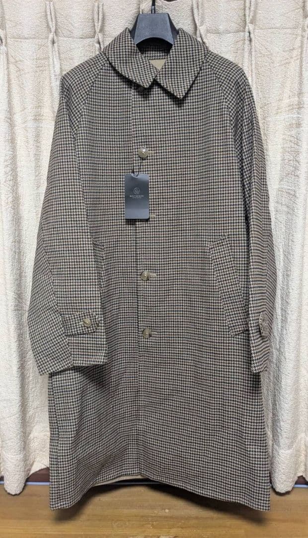 新品 BEAUTY&YOUTH ブラウンハウンドトゥース ステンカラーコート S