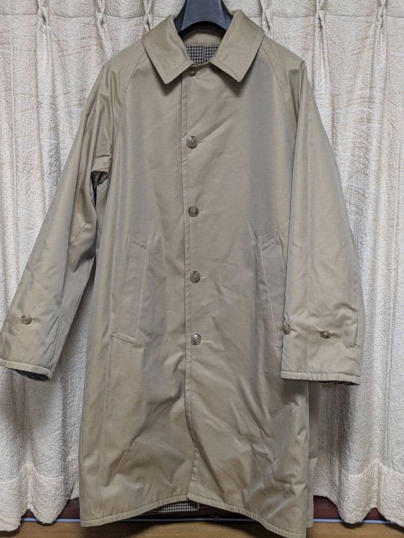 新品 BEAUTY&YOUTH ブラウンハウンドトゥース ステンカラーコート S