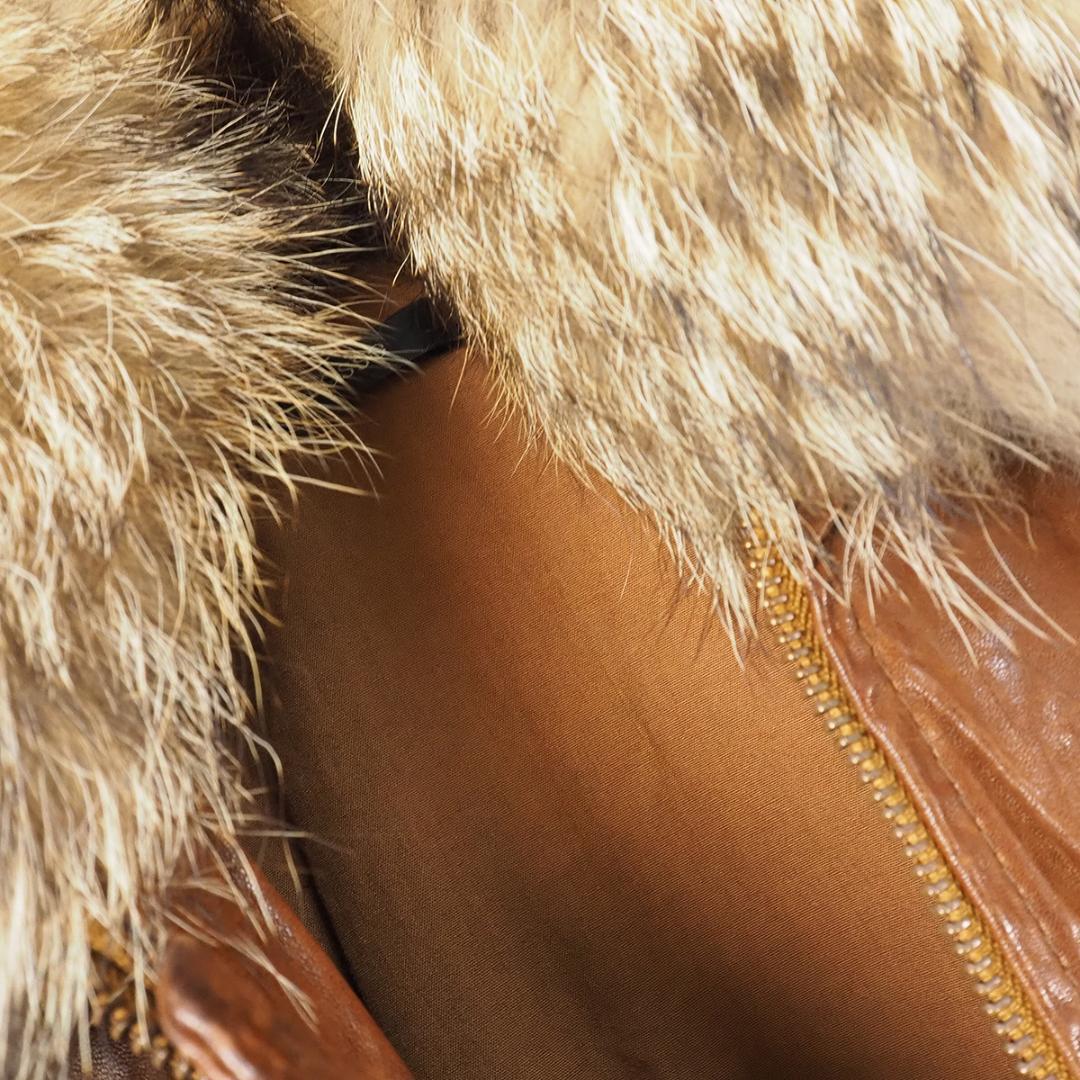 ジャケット・アウター 00s lamb oil leather coyote fur jacket
