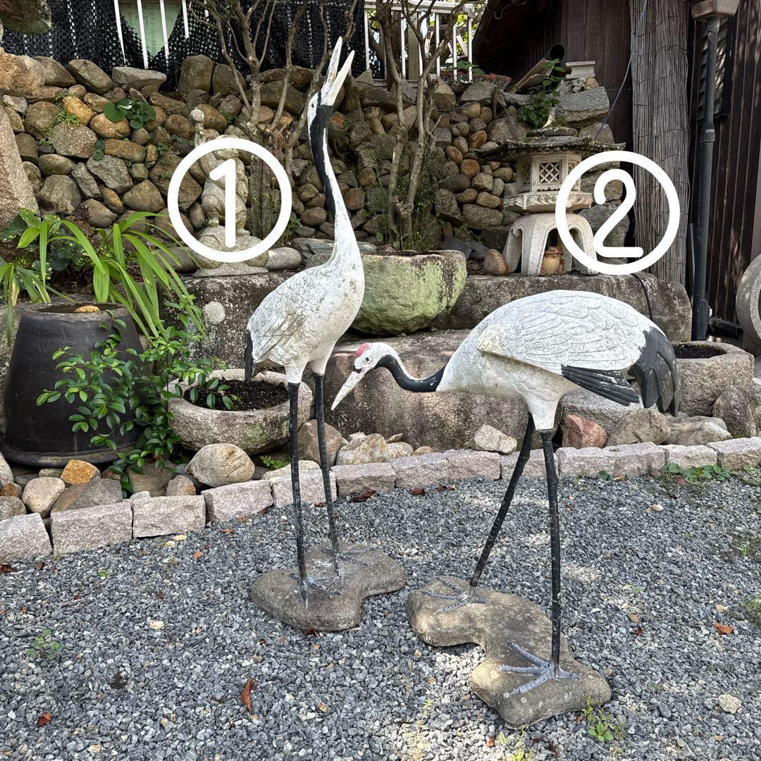 鶴のオブジェ②　ガーデン　置物　開運‼️