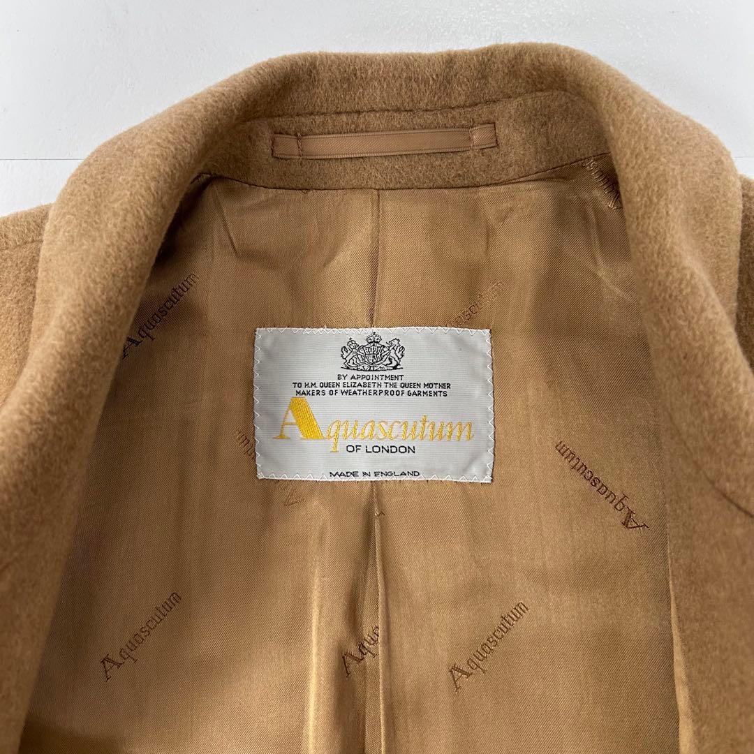 着丈110cm アクアスキュータム カシミヤ100 ダブル チェスターコート