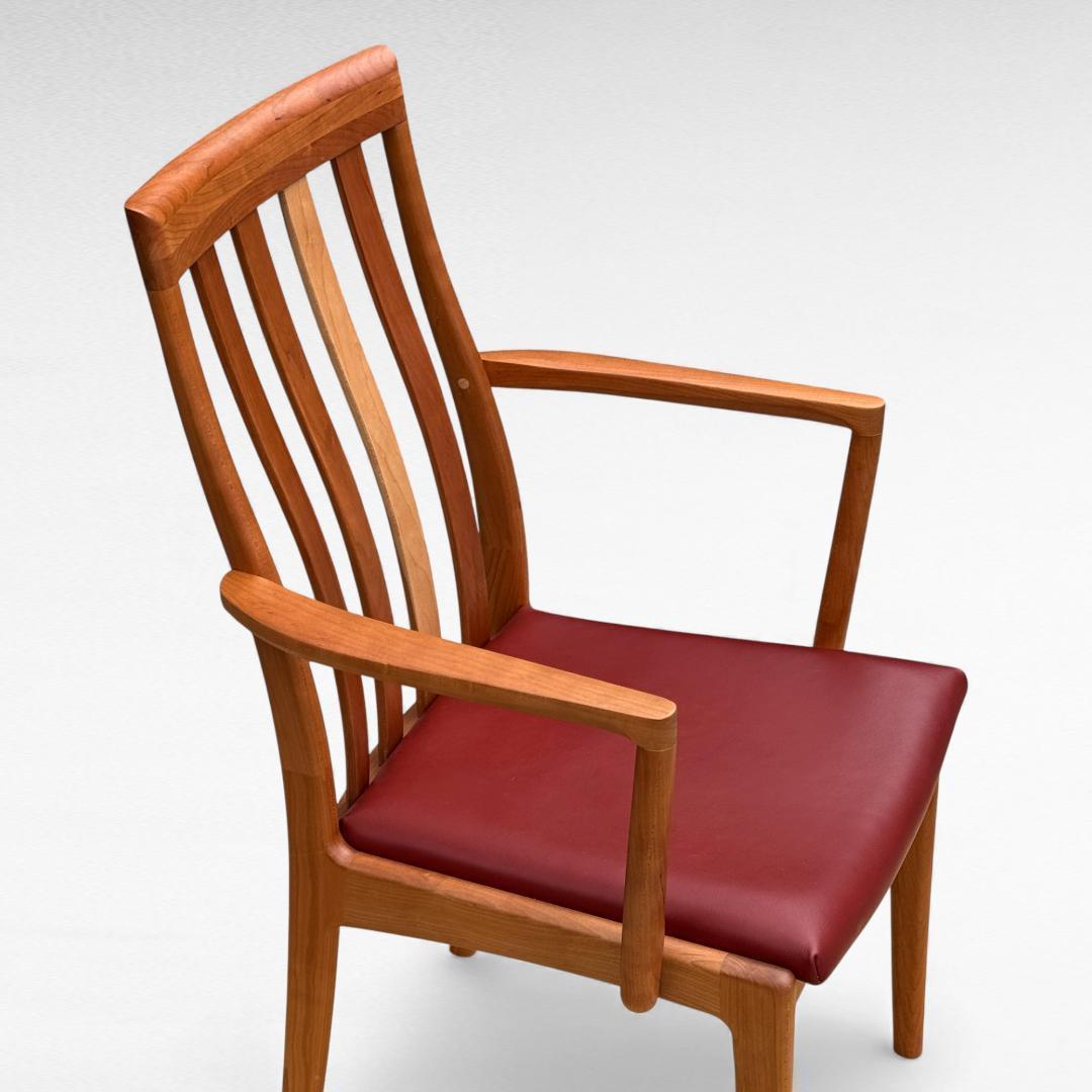 ②美品 ナガノインテリア 高級本革チェア DC322 ブラックチェリー