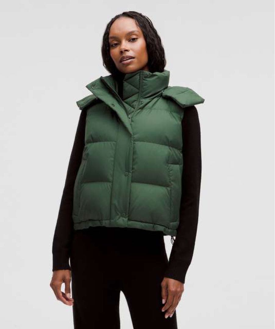 ルルレモン Wunder Puff Cropped ベスト サイズ4 グリーン