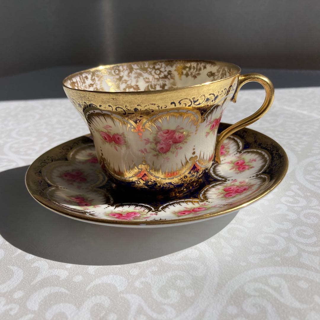 パラゴン　ピンクローズ　コバルトブルー＆ゴールド　カップ＆ソーサー 1客