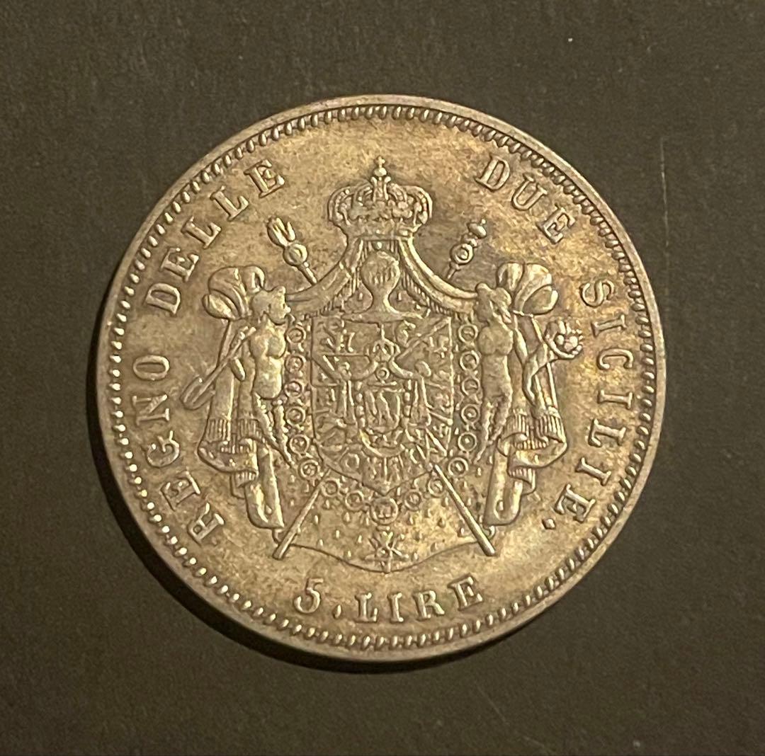 1813年 ナポリ王国 5リラ銀貨 ミュラ肖像 ナポレオン義弟 本物