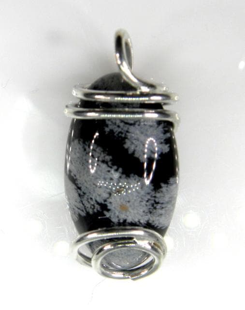 ■花黒曜・雪片黒曜石■SV.925■スパイラル■ペンダント