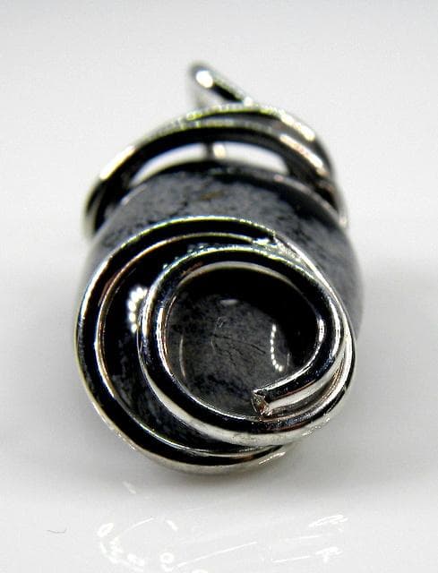 ■花黒曜・雪片黒曜石■SV.925■スパイラル■ペンダント