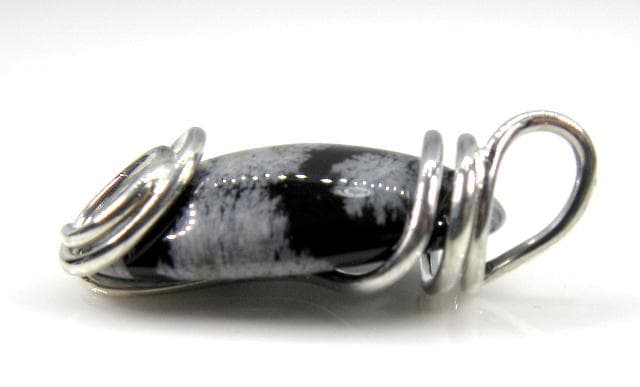 ■花黒曜・雪片黒曜石■SV.925■スパイラル■ペンダント