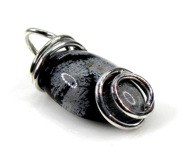 ■花黒曜・雪片黒曜石■SV.925■スパイラル■ペンダント