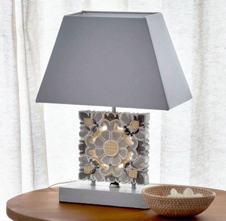 アジアン バリ島 フラワー 木彫 ランプシェード 照明 家具 電気 オブジェ