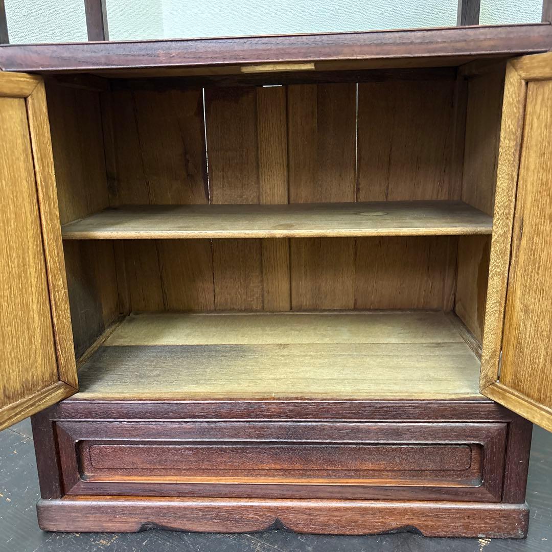 【値下げ】木製 キャビネット 両開き扉＋引き出し付き／収納棚 古家具