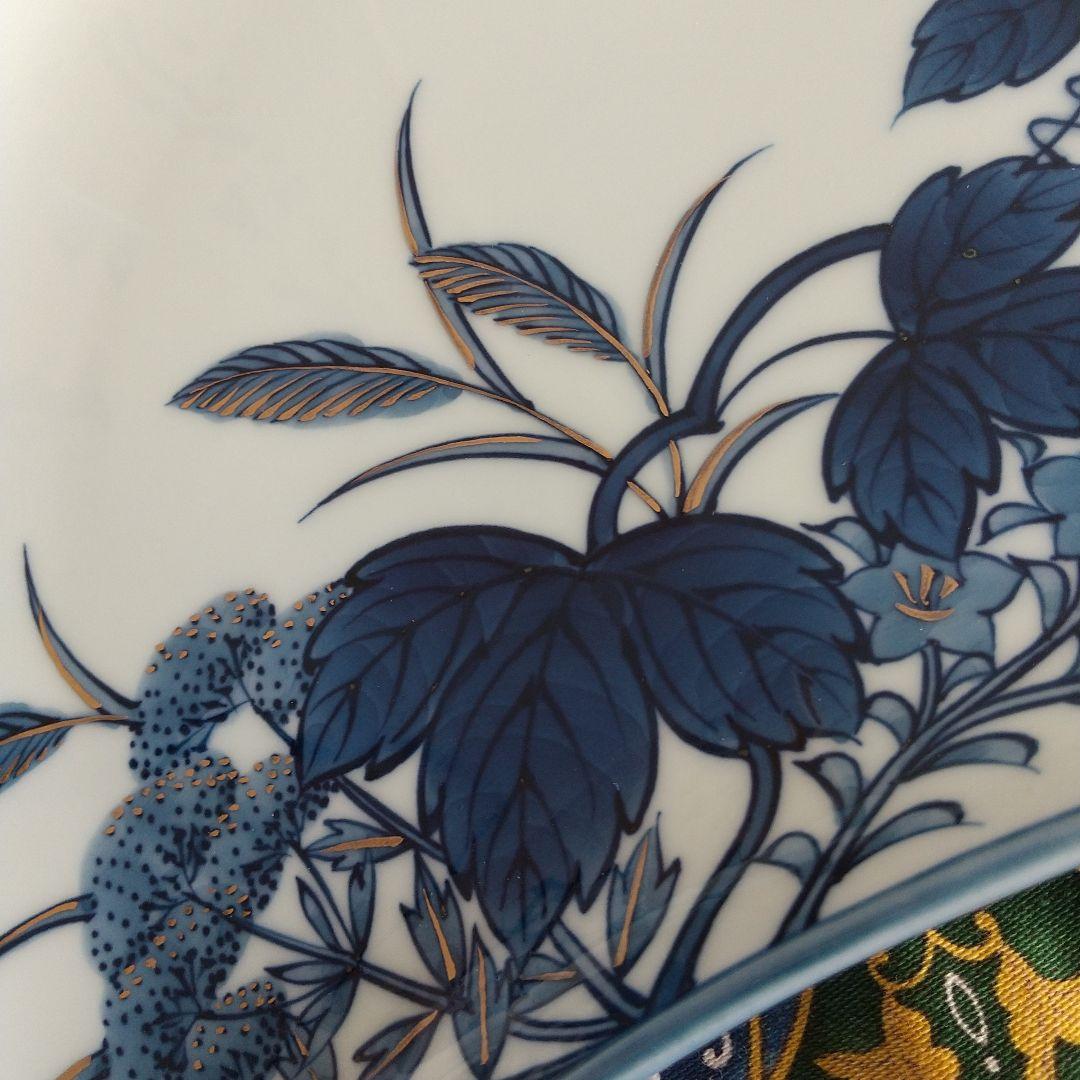 源右衛門⭐️染金彩草紋 クレセント 皿