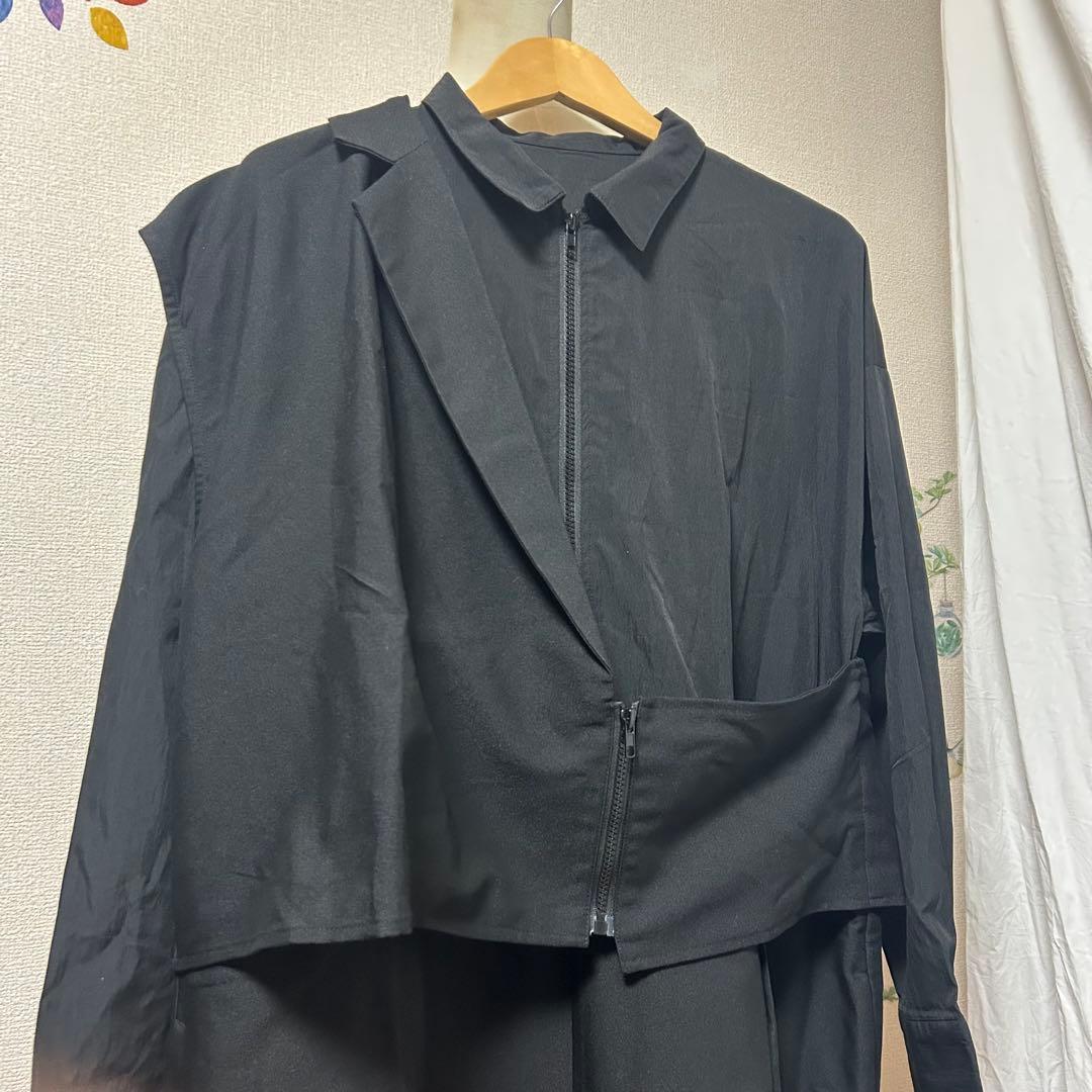 KYO アンティカ　レイヤードデザイン　オールインワン　重ね着風　ブラック