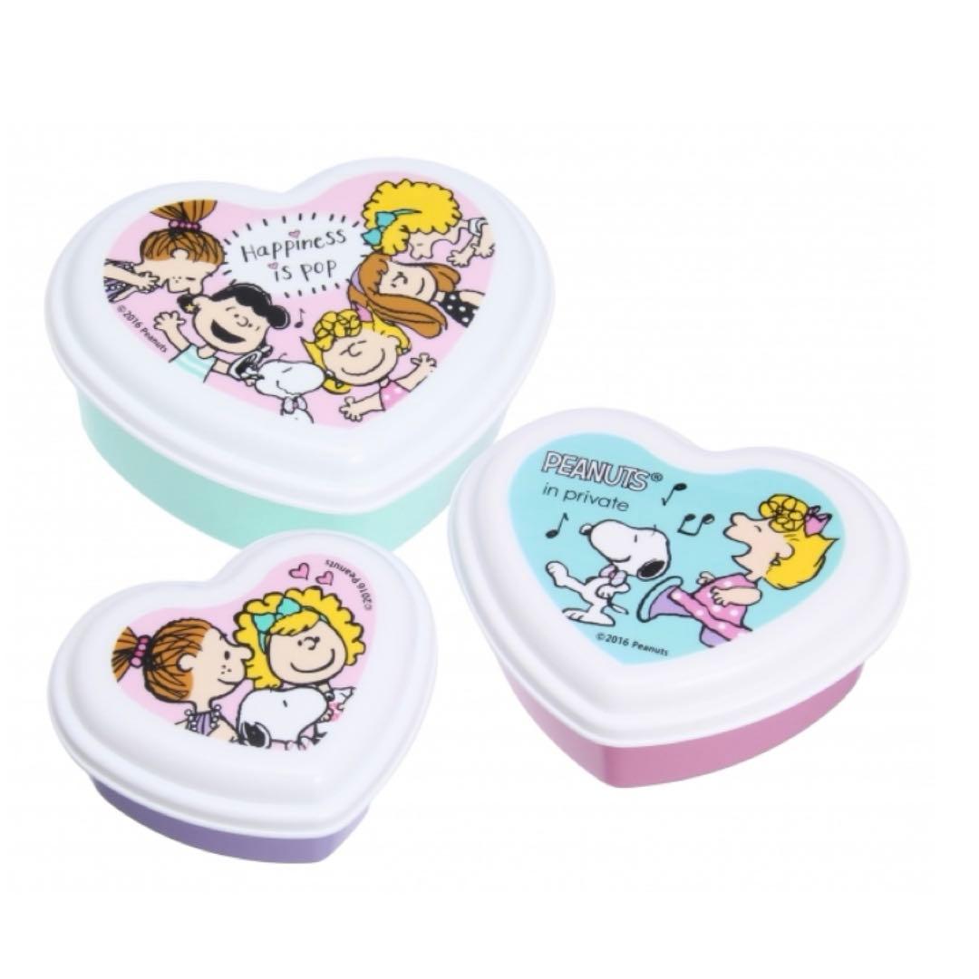PLAZA スヌーピー 3P ランチハート ランチボックス　お弁当箱　保存容器