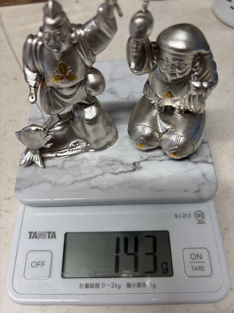 純銀製　恵比寿•大黒天　置物