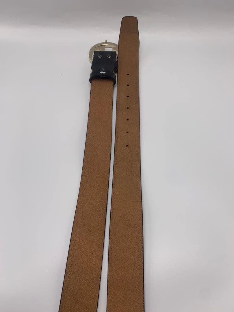 【美品】グッチ　GUCCI ダブルGロゴ ブラックレザーベルト　メンズ