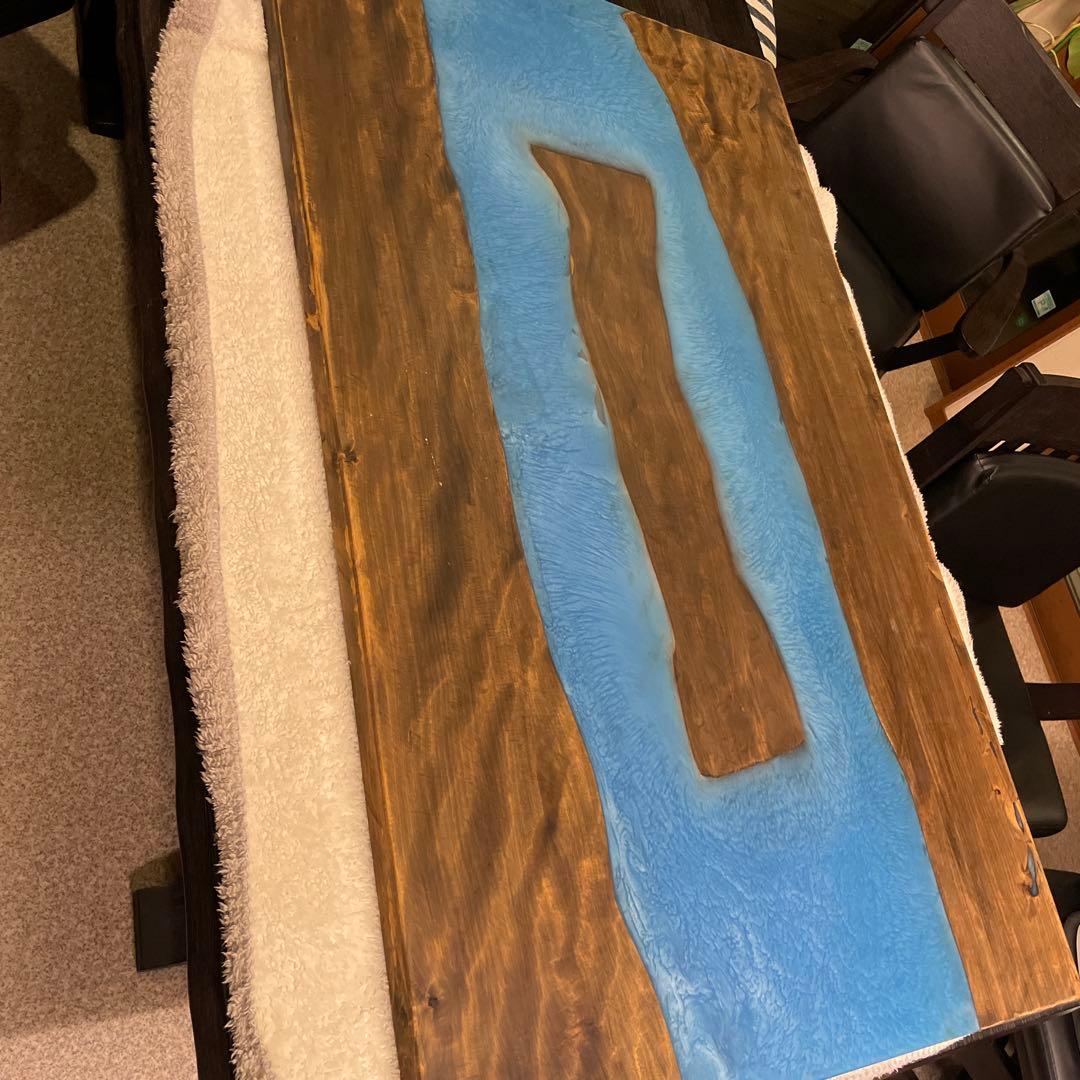 レジンテーブル　青ラメ　最終値下げ　ダイニングテーブル天板