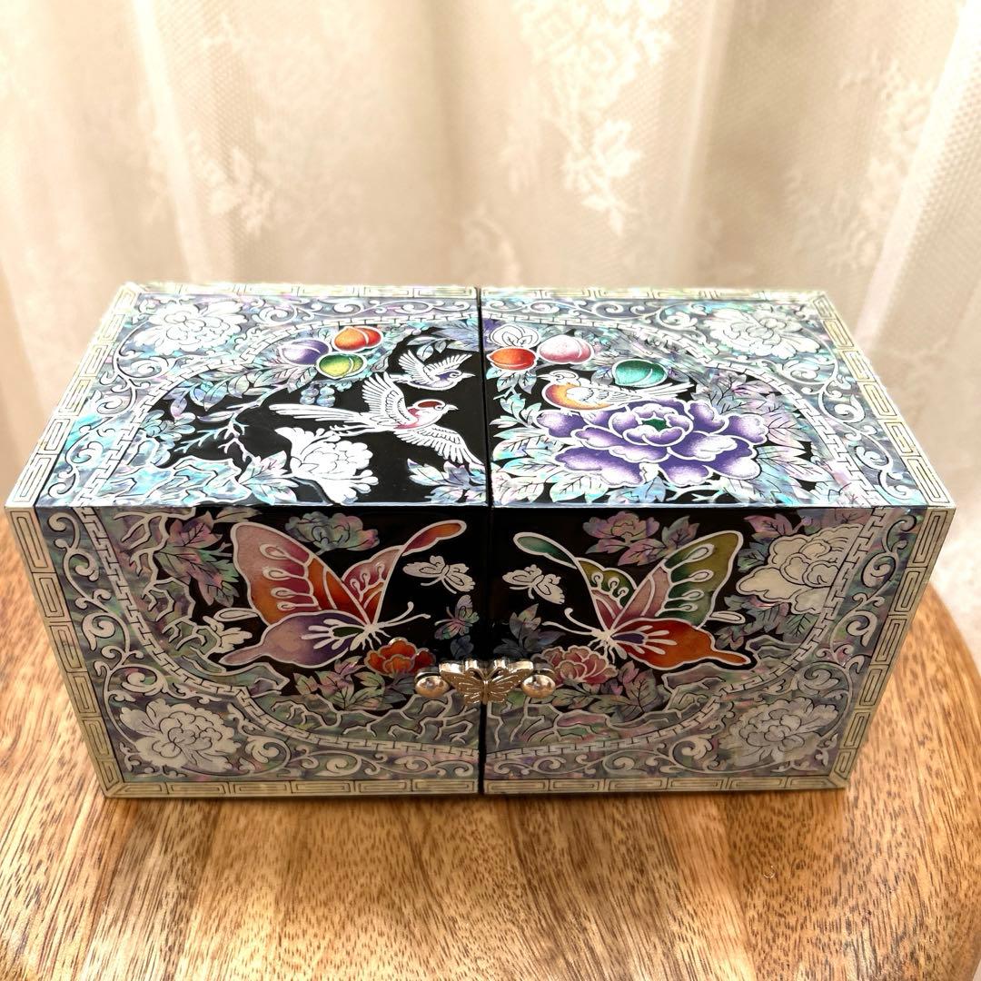 韓国伝統工芸品 双子宝石箱 螺鈿細工 貝象嵌 ジュエリーボックス ヴィンテージ