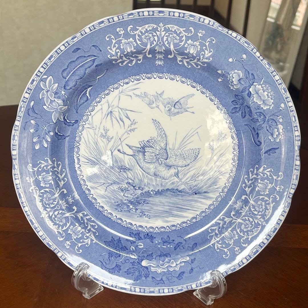 【希少品】英国ビンテージ　スポード ★ブルーカミラ・Woodcock★プレート