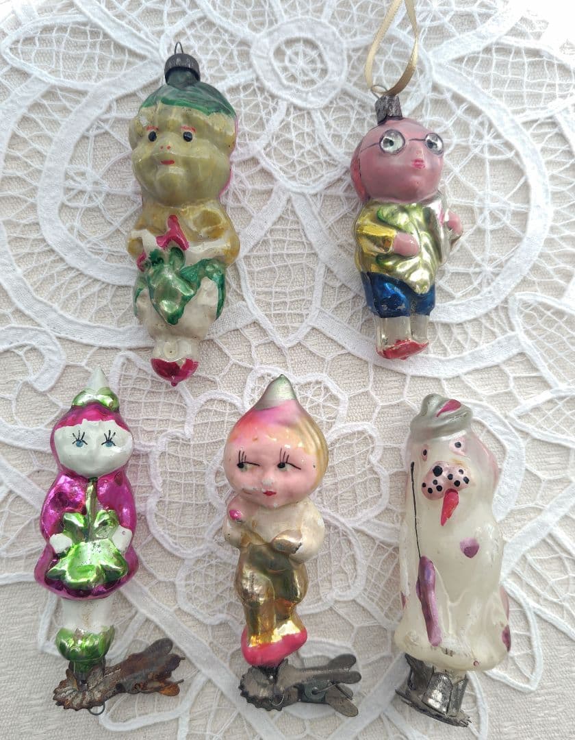 クリスマス　ガラスオーナメント 5個セット　ソビエト　ヴィンテージ