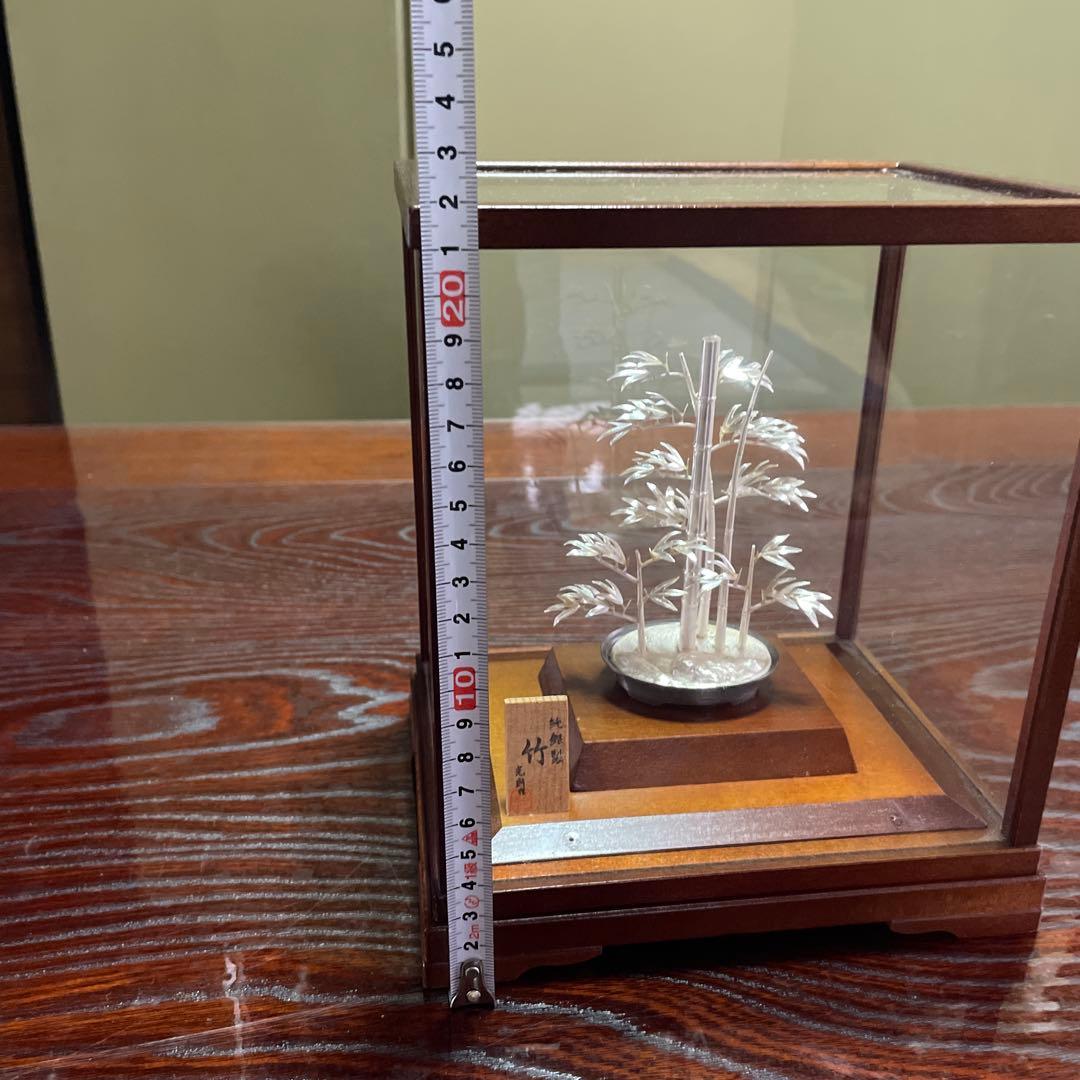 純銀製竹ミニチュア ガラスケース付き