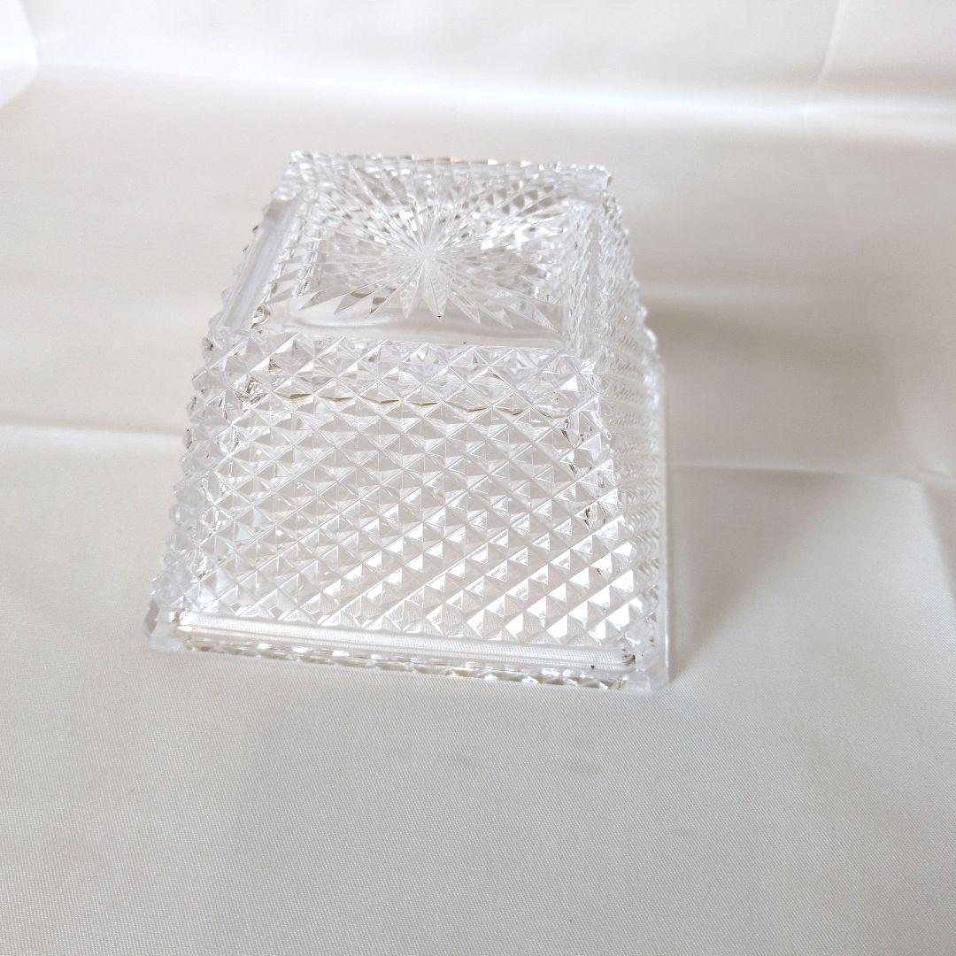 江戸切子　金彩ダイヤ文角鉢・金彩なし　2個セット