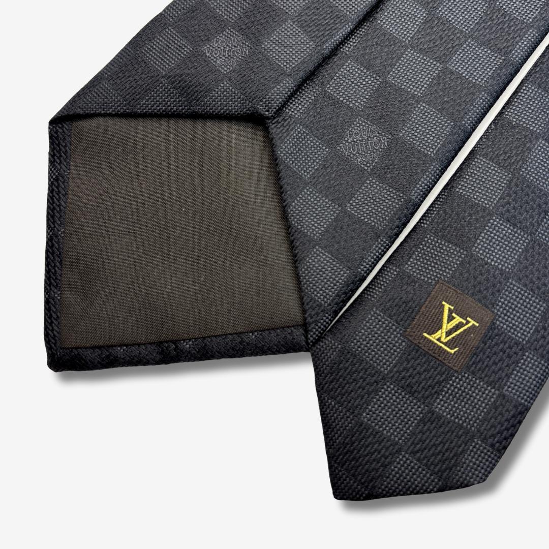LOUIS VUITTON ネクタイ ダミエ柄 ロゴグラム チャコールグレー