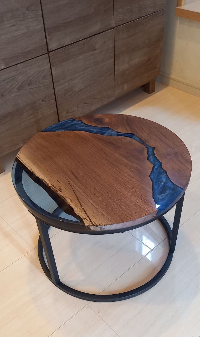レジンテーブル　リバーテーブル　丸テーブル　コーヒーテーブル　サイドテーブル