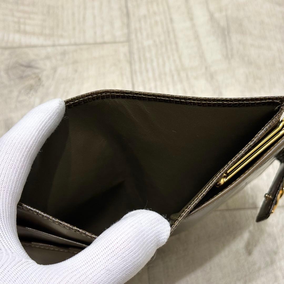 【極美品】オールドグッチ リザードレザー 二つ折り財布 がま口 ノットモチーフ